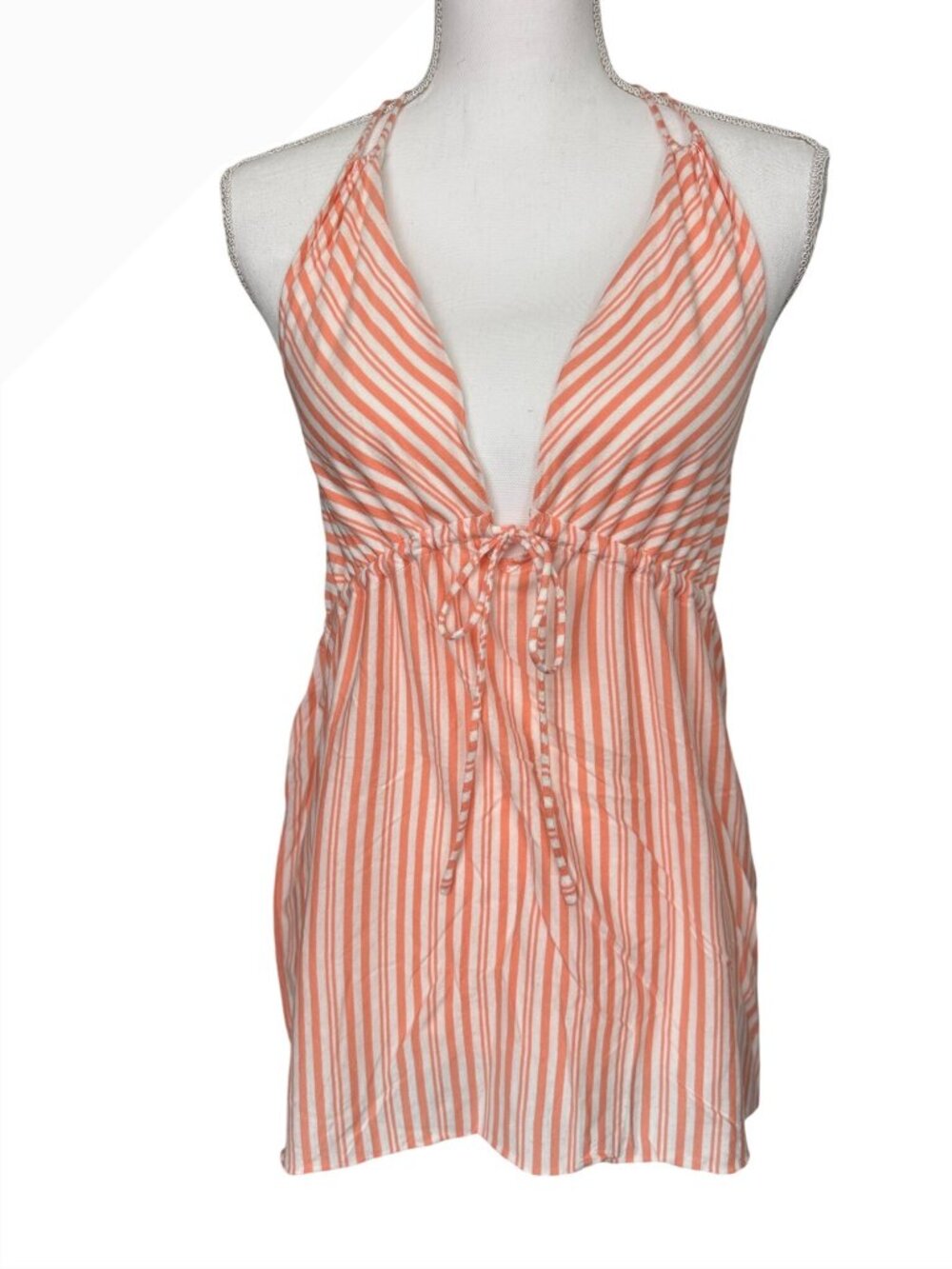 J.Crew Melon Striped Halter Charlotte Top S Tie Front Summer Style Beach Casual - Picture 1 of 15